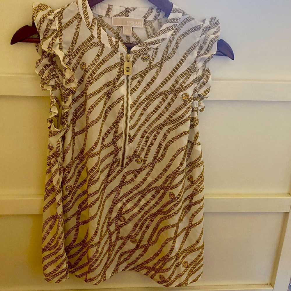Michael Kors Size M White Patterned Blouse